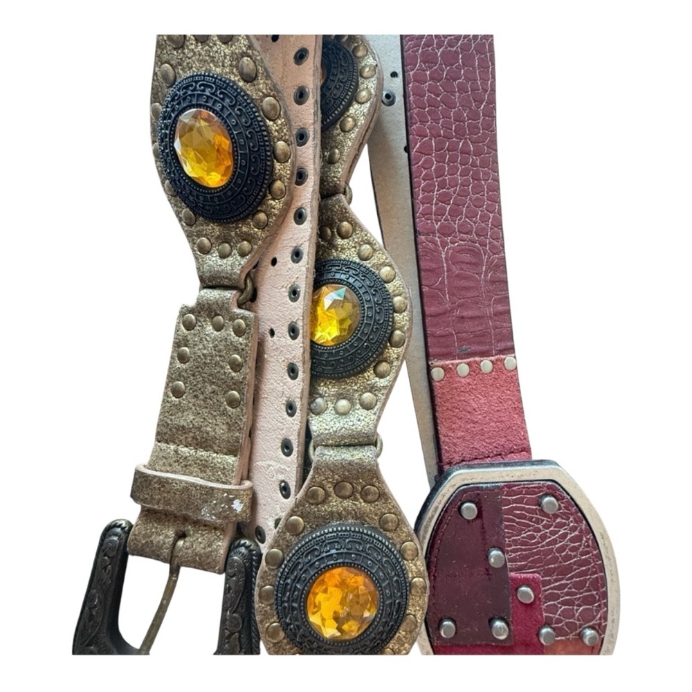 GUESS Vintage Style Embellished Belts - set of 2 belts GENUINE LEATHER